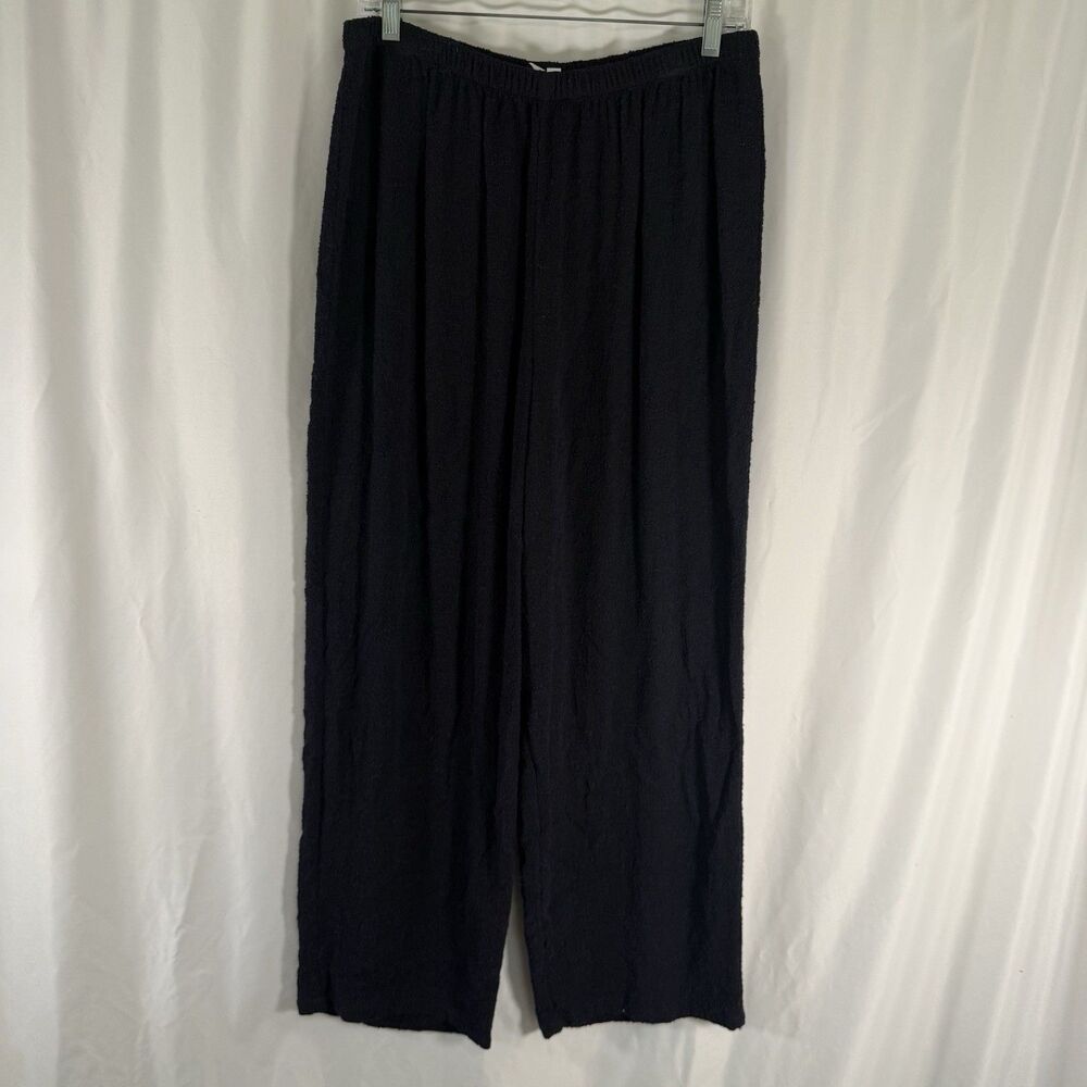 Eileen Fisher Wool Blend Pants Women's Large Blue Black Textured Lightweight